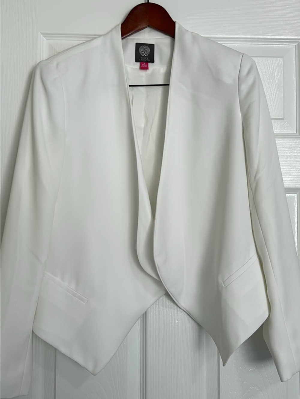 Vince Camuto White Draped Open-Front Blazer Size 8